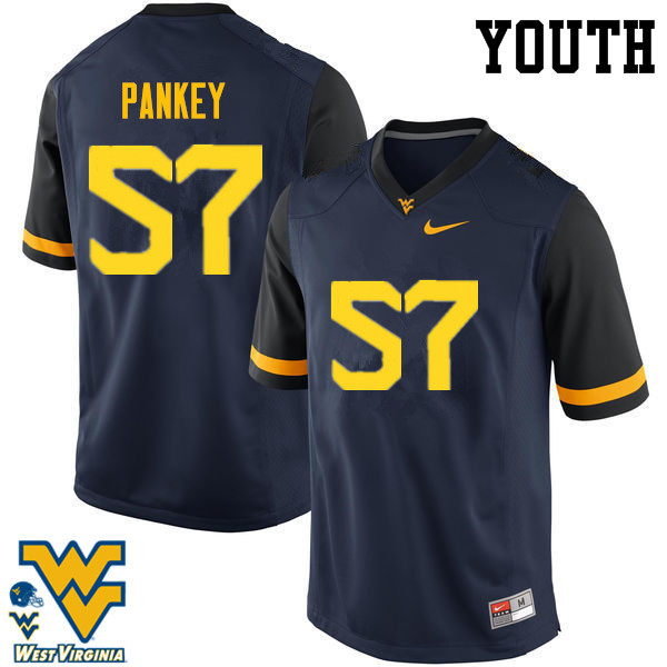 NCAA Youth Adam Pankey West Virginia Mountaineers Navy #57 Nike Stitched Football College Authentic Jersey KI23F72AY